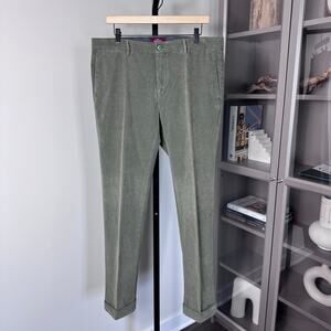 Mason's Slim Stretch Olive Green Pincord Corduroy Straight Pants 52 NEW Trouser